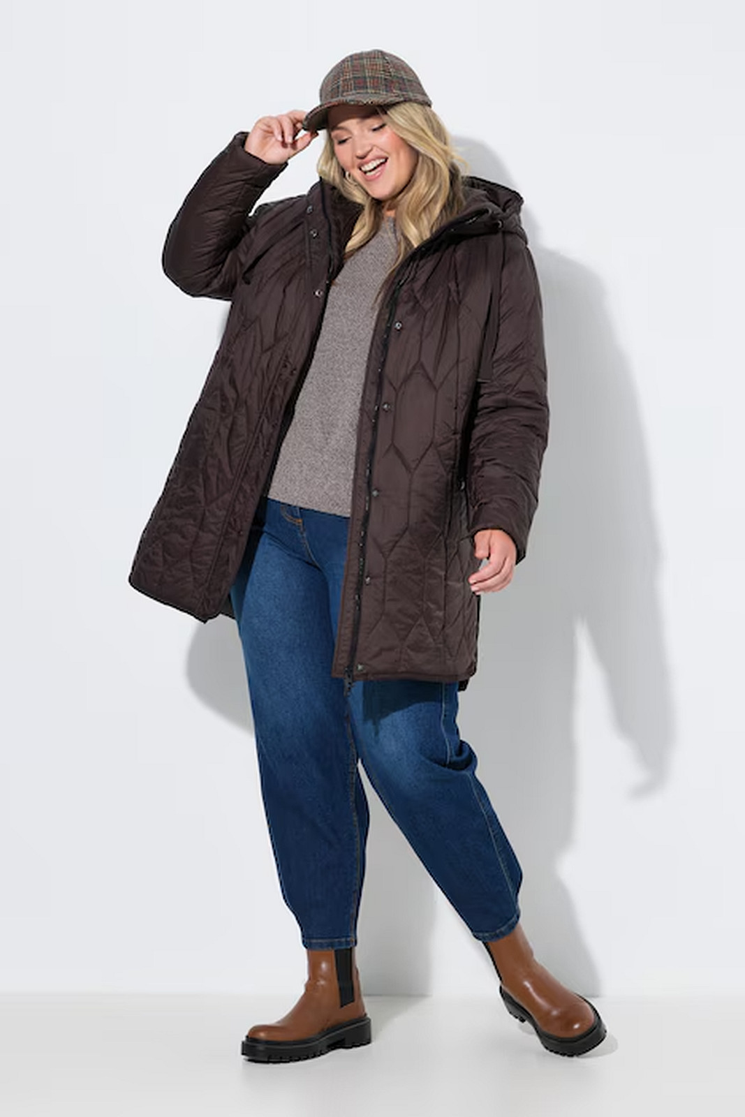 UllaPopken Geometric Longline Jacket (Chocolate)