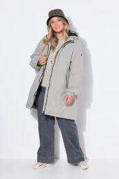 UllaPopken Grey Quilted Longline Coat with laser-quilted design, water-repellent finish and two-way zip